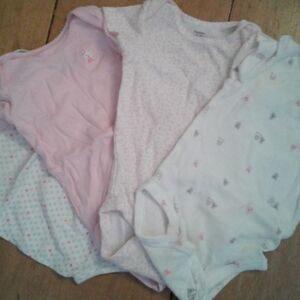 Precious Firsts by Carter's Bundle Baby Girl 3M Short Sleeve Onesies Pink Hearts